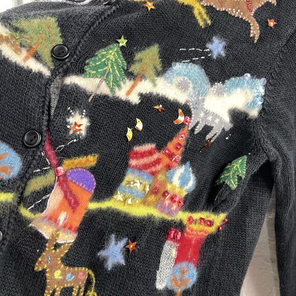 Not So Ugly Christmas Sweater Northern Isles M Colorful Around The World Santa - Picture 6 of 12